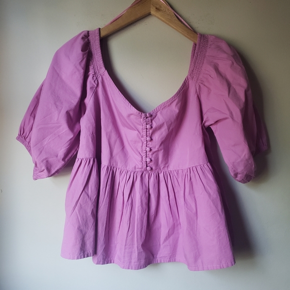 Free People Puff Sleeve Top - Picture 1 of 5